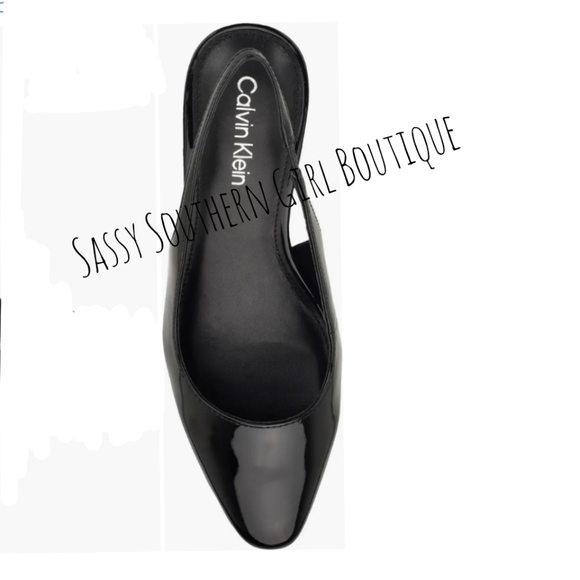 🆕⭐ Calvin Klein black patent leather slingback heels - Picture 3 of 12
